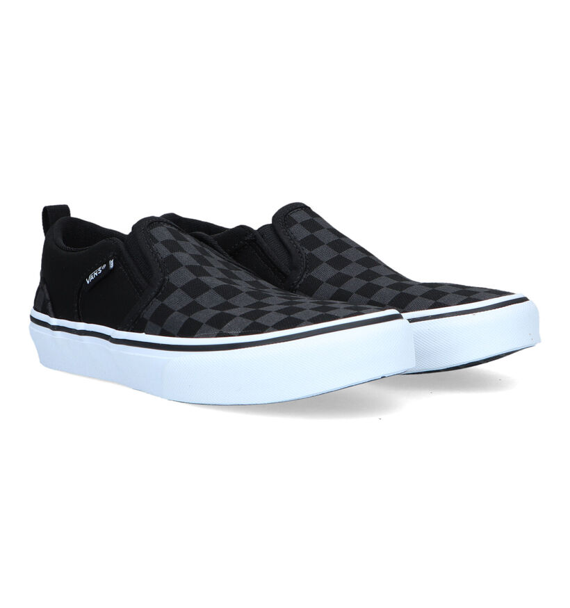 Vans Asher YT Baskets Slip-on en Noir pour filles, garçons (336460)