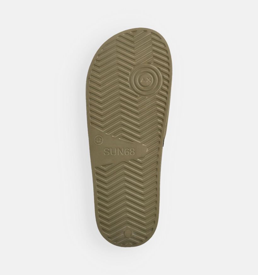 Sun68 Logo Baskets basses en Vert kaki pour hommes (368809)