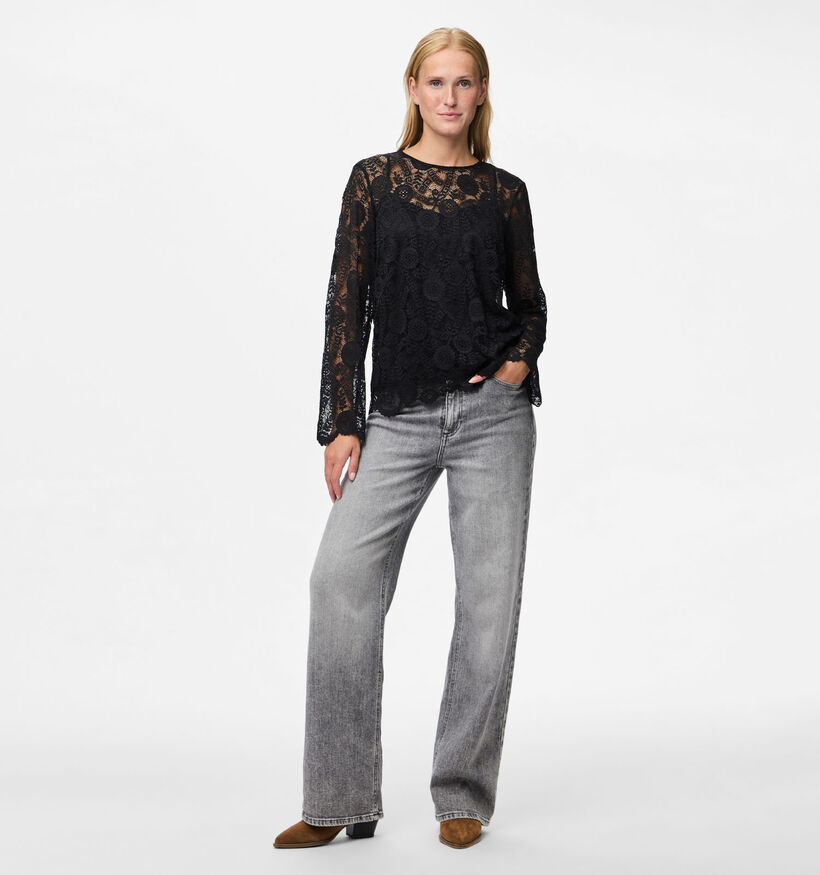 Pieces Olline Lace Zwarte Blouse voor dames (361160)