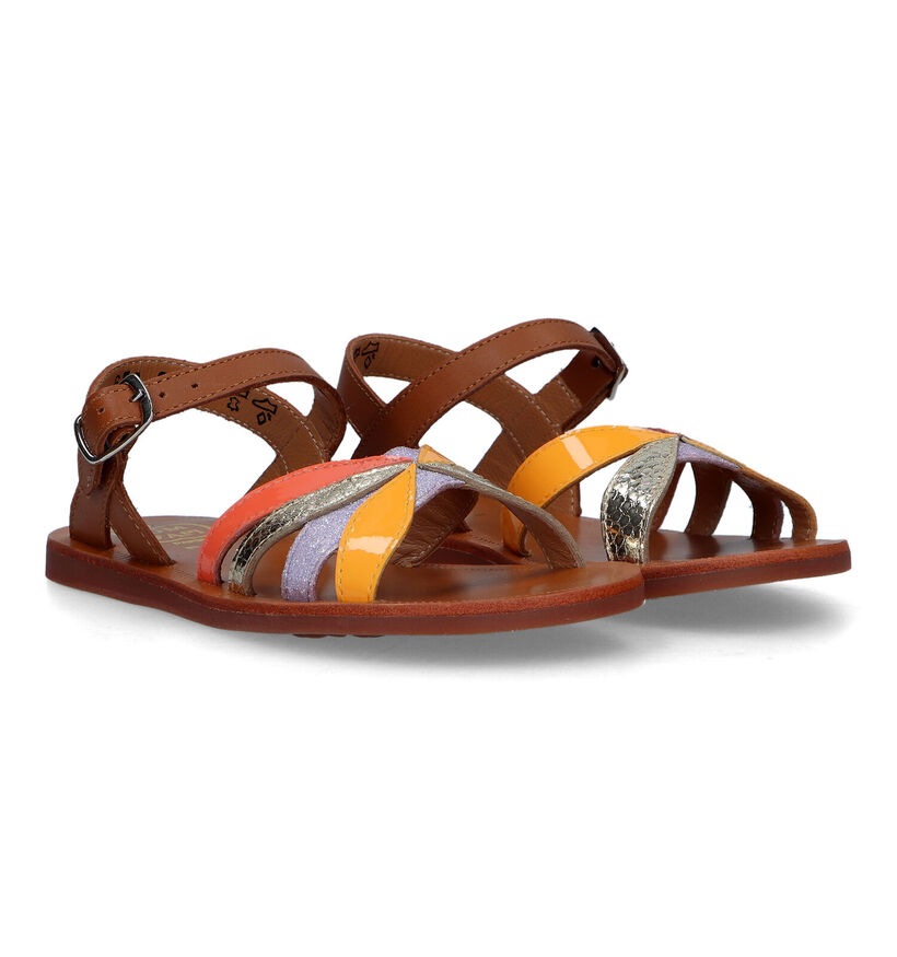 Pom d'Api Plagette Oto Sandales en Cognac pour filles (322874)