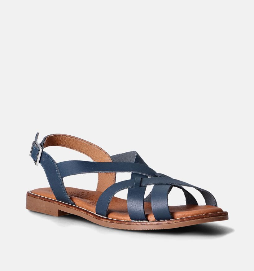 Oh My Sandals Sandales plates en Bleu pour femmes (357761)