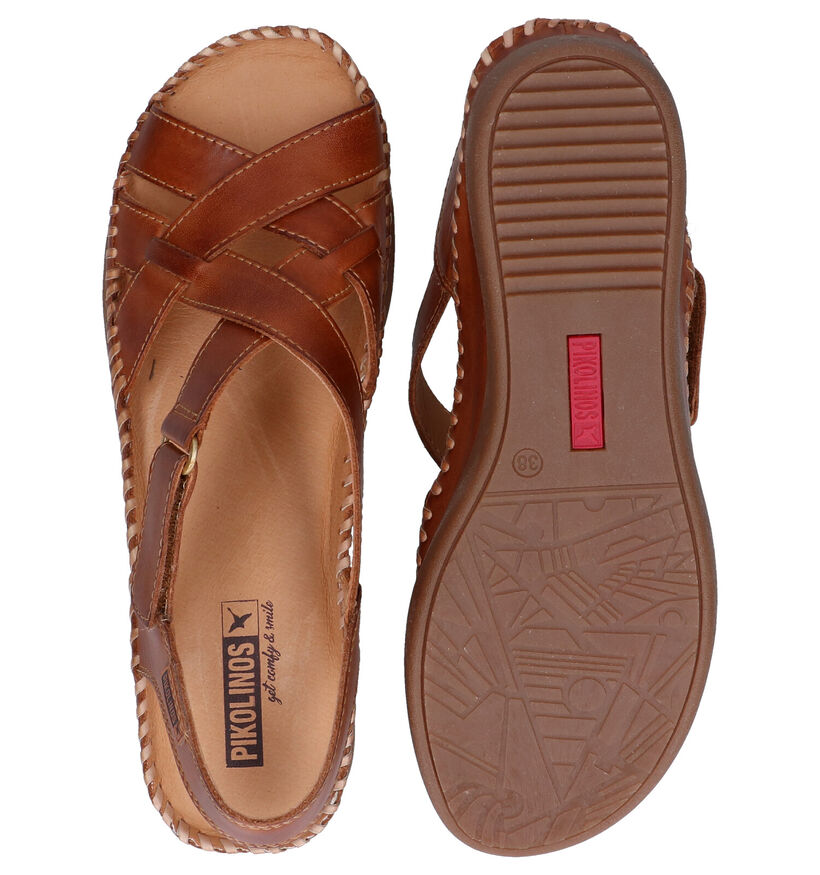 Pikolinos Cadaques Ecru/Cognac Sandalen in leer (289114)