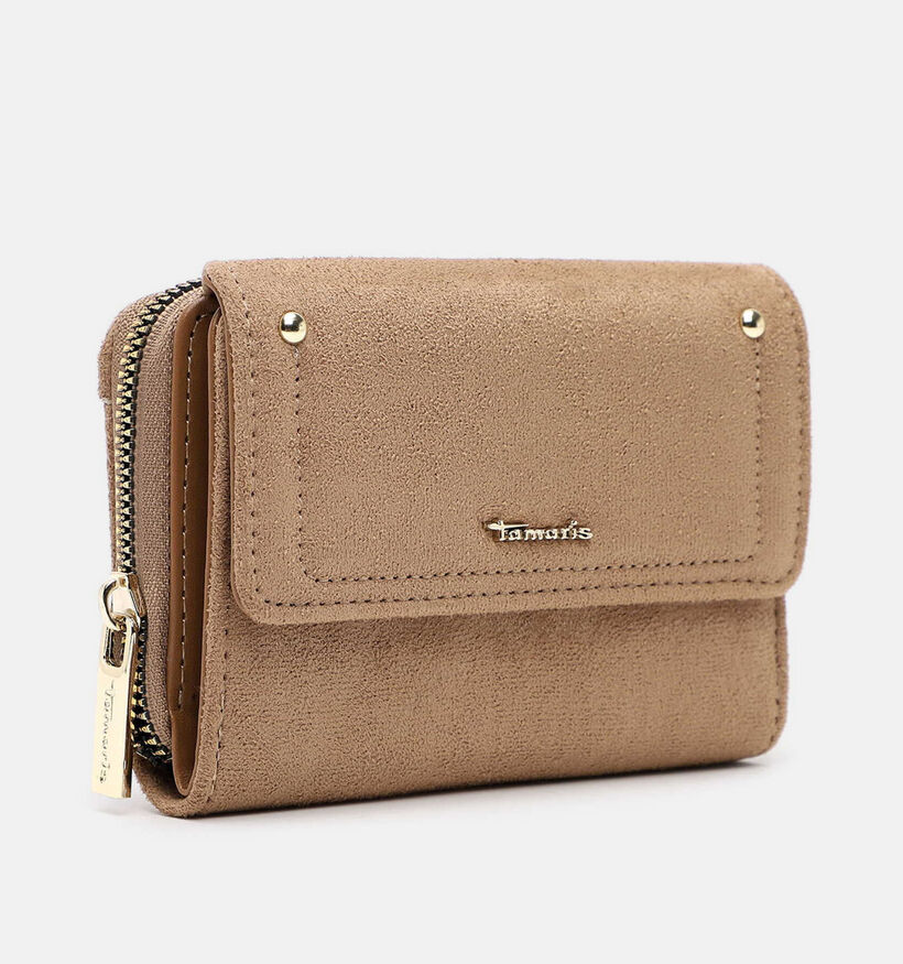 Tamaris Marina Suede Porte-monnaie zipp&eacute; en Beige pour femmes (378801)