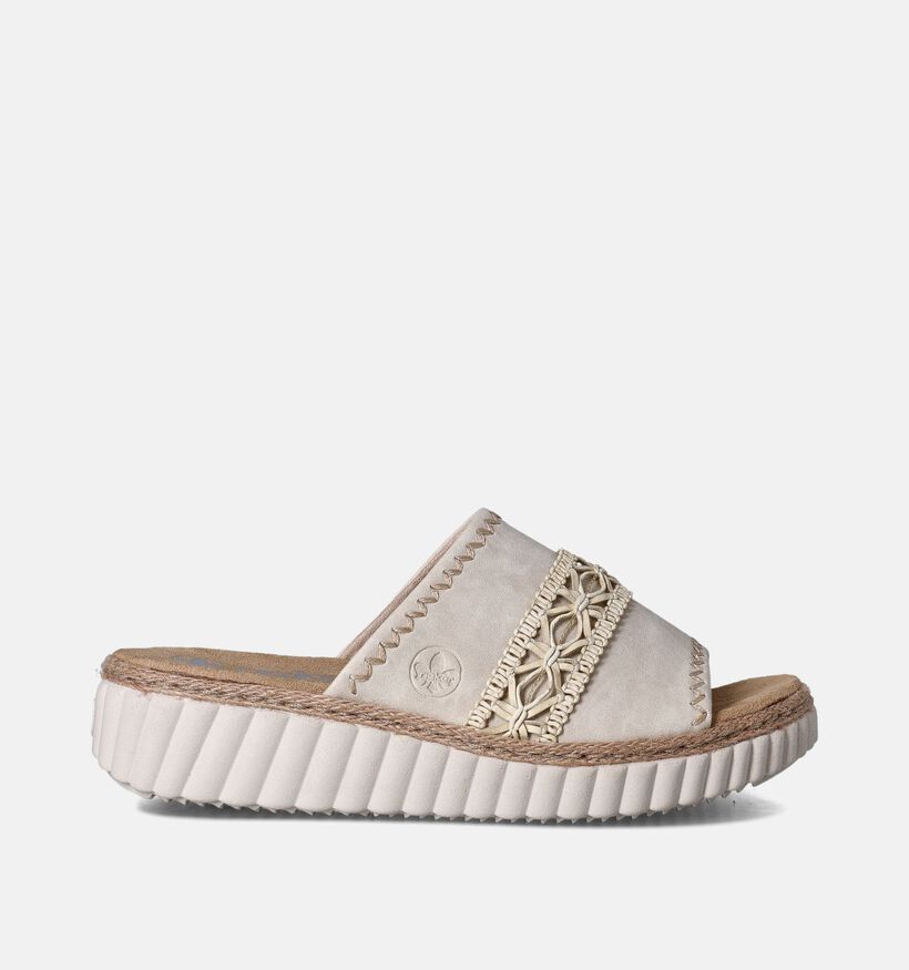 Rieker Nu-pieds talon compensé en Écru pour femmes (354997)