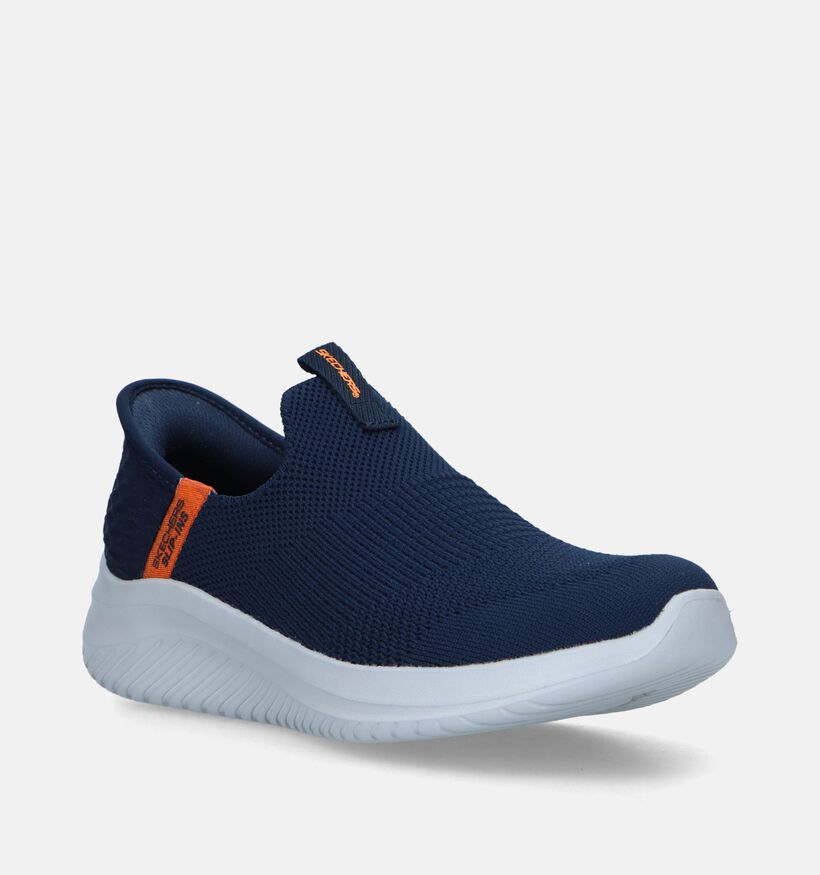 Skechers Ultra Flex 3.0 Smooth Step Blauwe Slip-on Sneakers voor jongens, meisjes (367532)
