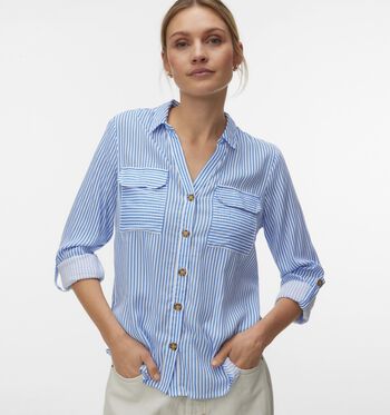 Vero Moda Blouses Wit/Blauw/Roze