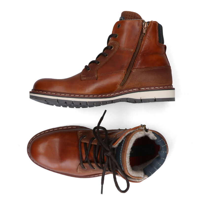 Bullboxer Boots à lacets en Cognac pour hommes (313082) - pour semelles orthopédiques