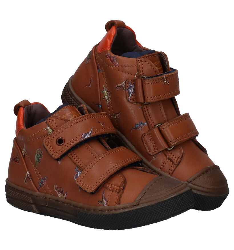 STONES and BONES Cognac Velcroschoenen in leer (278897)