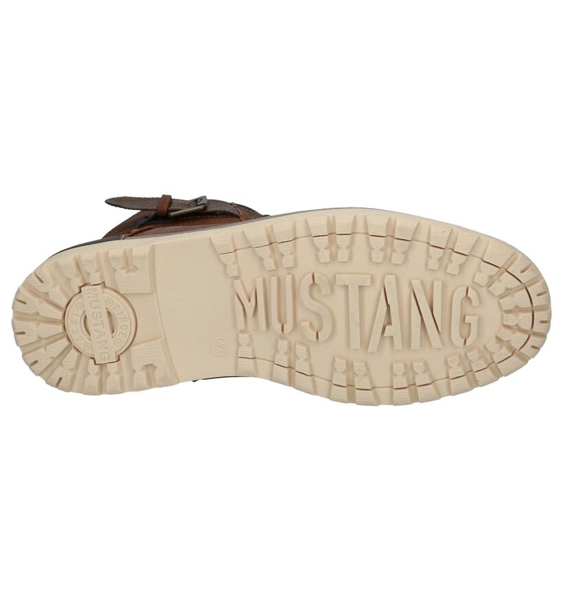 Donker Bruine Mustang Boots met Rits/Veter in kunstleer (223494)