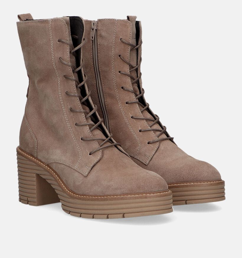 Softwaves Beige Veterboots voor dames (332653) - geschikt voor steunzolen