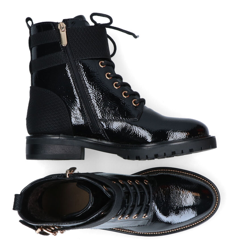 Poelman Boots à lacets en Noir en simili cuir (318227)