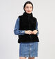 Dolce C. Zwarte Korte fluffy bodywarmer voor dames (358478)