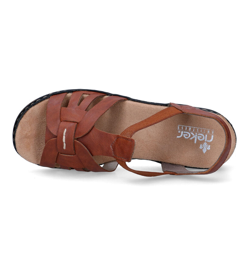 Rieker Sandales Talon Compensé en Bleu pour femmes (354949)