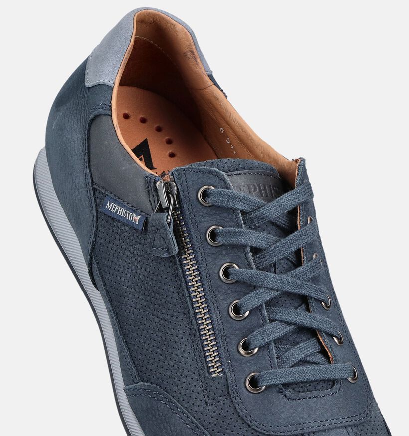 Mephisto Leon Bucklux Donkerblauwe Veterschoenen voor heren (370186) - geschikt voor steunzolen