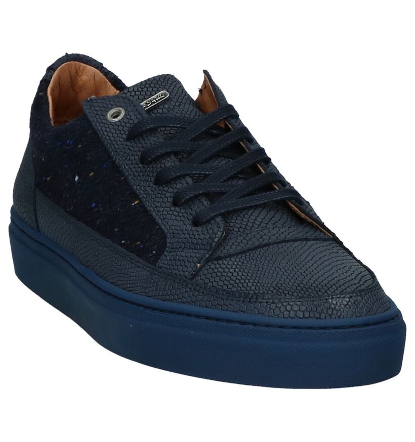 Donkerblauwe Olivier Strelli Casual Veterschoenen in leer (232392)