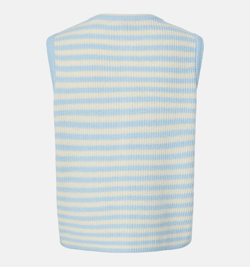 Pieces Malou Stripe Beige/Lichtblauwe Gilet voor dames (367083)