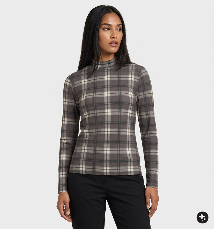 Vila Leoa High Neck Bruine T-shirt met Lange Mouwen voor dames (379761)