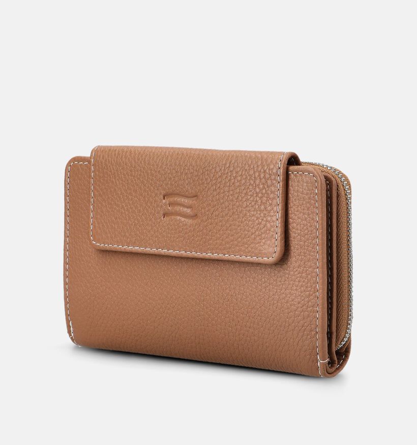 Crinkles Porte-monnaie zipp&eacute; en Beige pour femmes (373874)