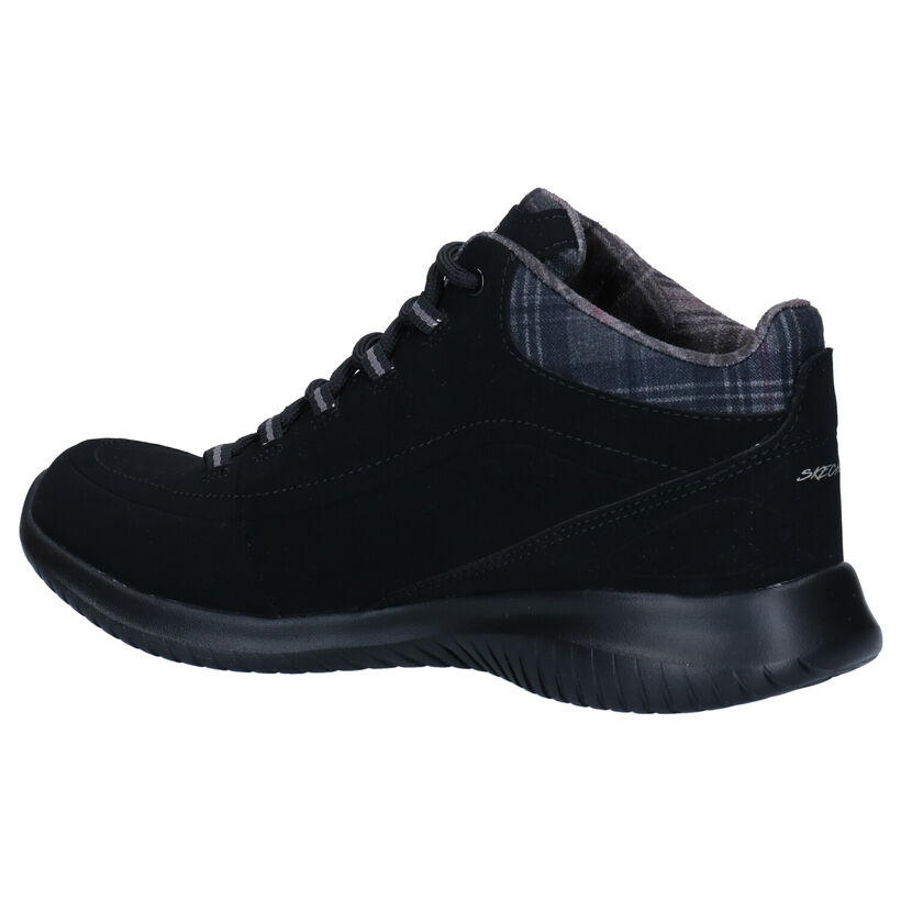 Skechers Ultra Flex Zwarte Hoge Sneakers in kunstleer (279331)