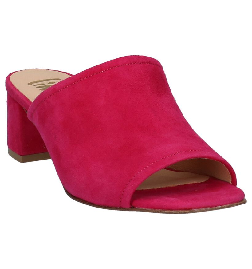 Via Limone Nu-pieds à talons en Rose fuchsia en daim (235690)