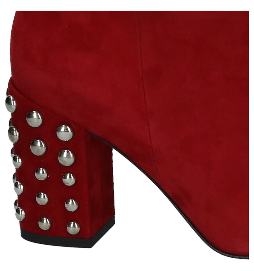 Rode Enkellaarzen met Studs Via Limone in daim (229978)