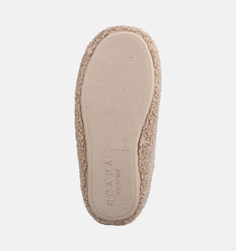 Scapa Beige Teddy Open Pantoffels voor dames (380851) - geschikt voor steunzolen