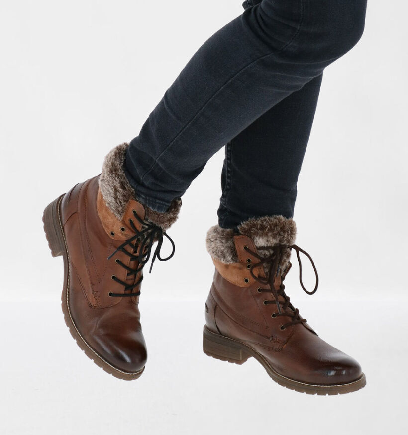 Via Limone Boots à lacets en Brun foncé en cuir (278670)