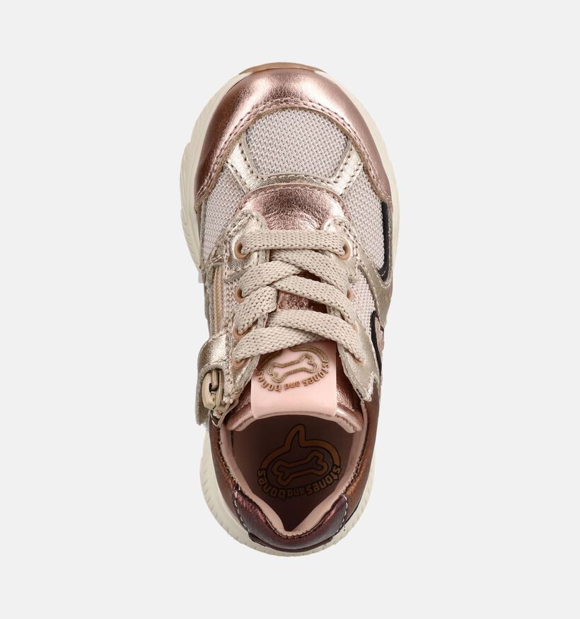 STONES and BONES Pepin Roze/Gouden Schoenen met Veter en Rits voor meisjes (378249) - geschikt voor steunzolen