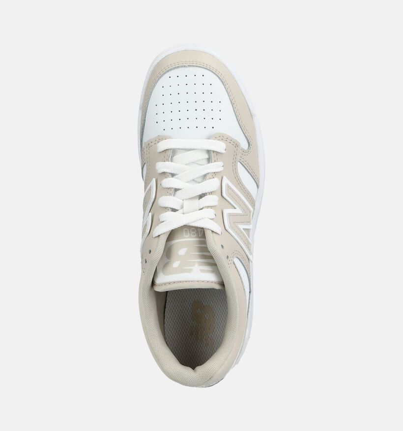 New Balance 480 Baskets basses en Beige pour gar&ccedil;ons, filles (377314) - pour semelles orthop&eacute;diques