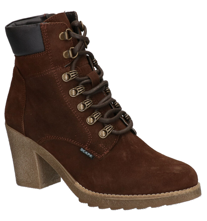 Scapa Bottillons à talons en Brun foncé en nubuck (259160)