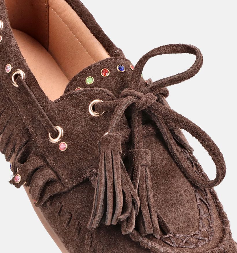 Haboob Yara Rhinestones Chaussures bateau en Marron pour femmes (386160)