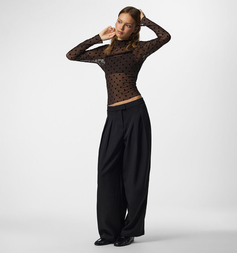Pieces Jeshi Mesh Donkerbruine T-shirt met Lange Mouwen voor dames (379331)