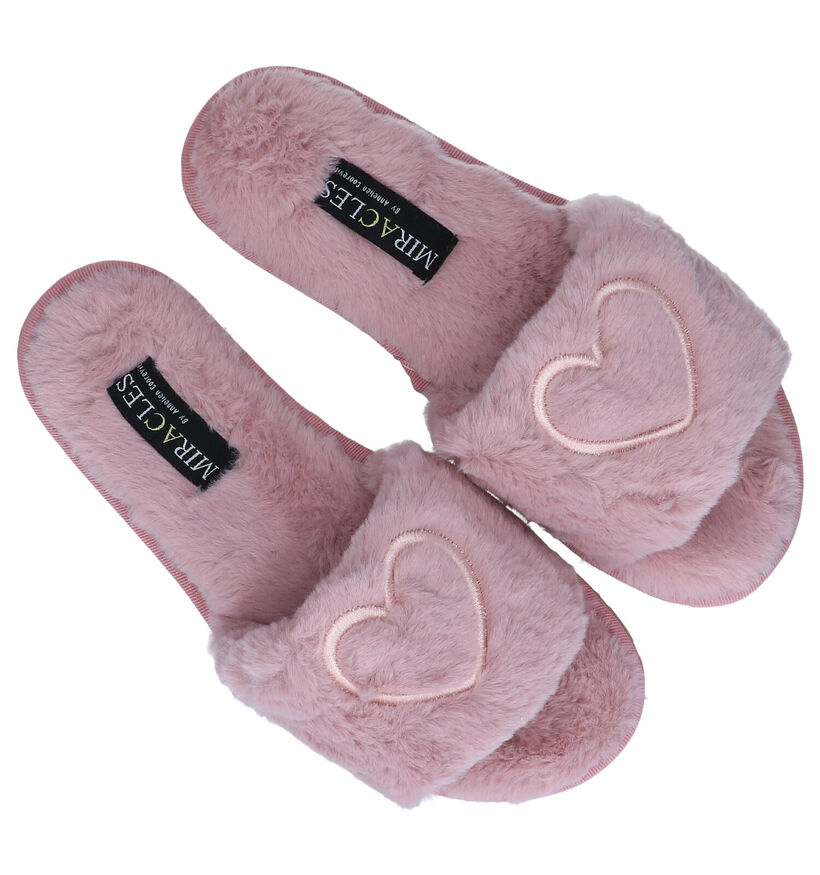 Miracles Annelien Pantoufles en Rose en textile (289570)