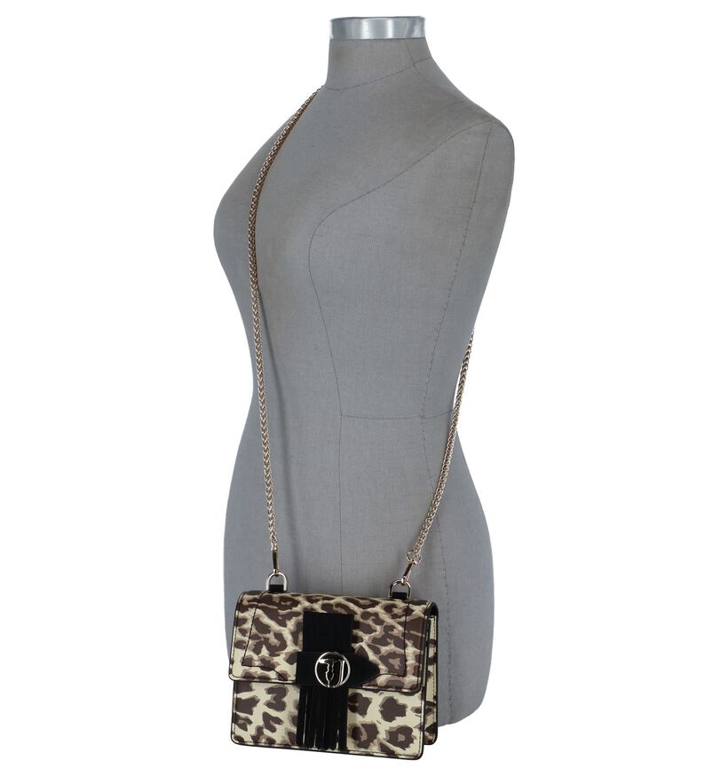 Beige Crossbody Tas met Luipaardprint Trussardi Jeans, , pdp