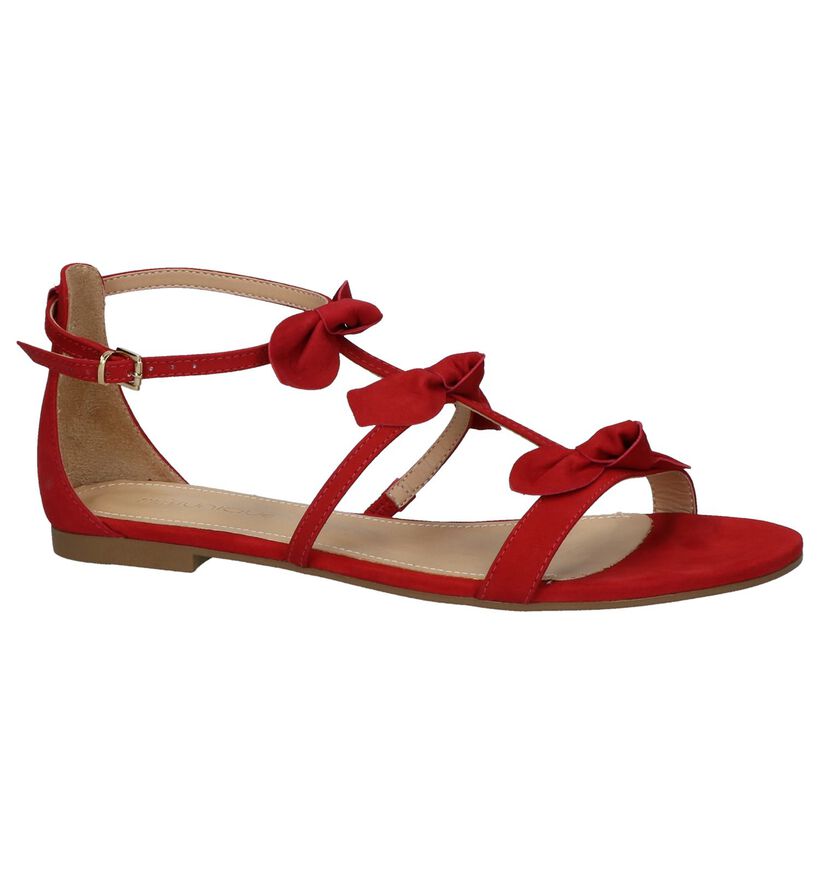 Miss Unique Sandales plates en Rouge en nubuck (221076)