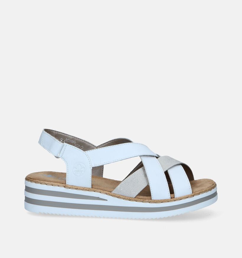 Rieker Witte Sandalen met sleehak voor dames (339056)