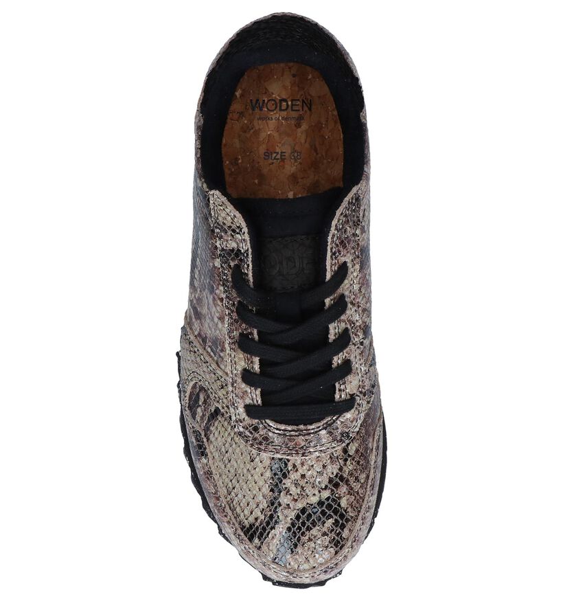 Woden Ydun Snake Groene Veterschoenen in nubuck (254195)