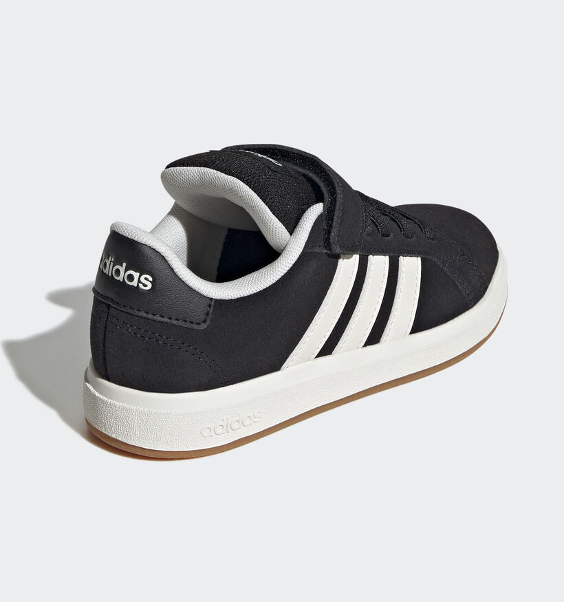 adidas Grand Court Baskets basses en Noir pour gar&ccedil;ons (372766) - pour semelles orthop&eacute;diques