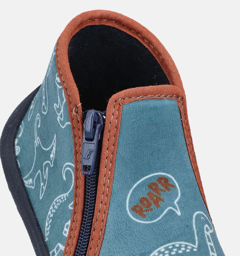 Milo & Mila Dino Pantoufles en Bleu pour filles, garçons (364931) - pour semelles orthopédiques