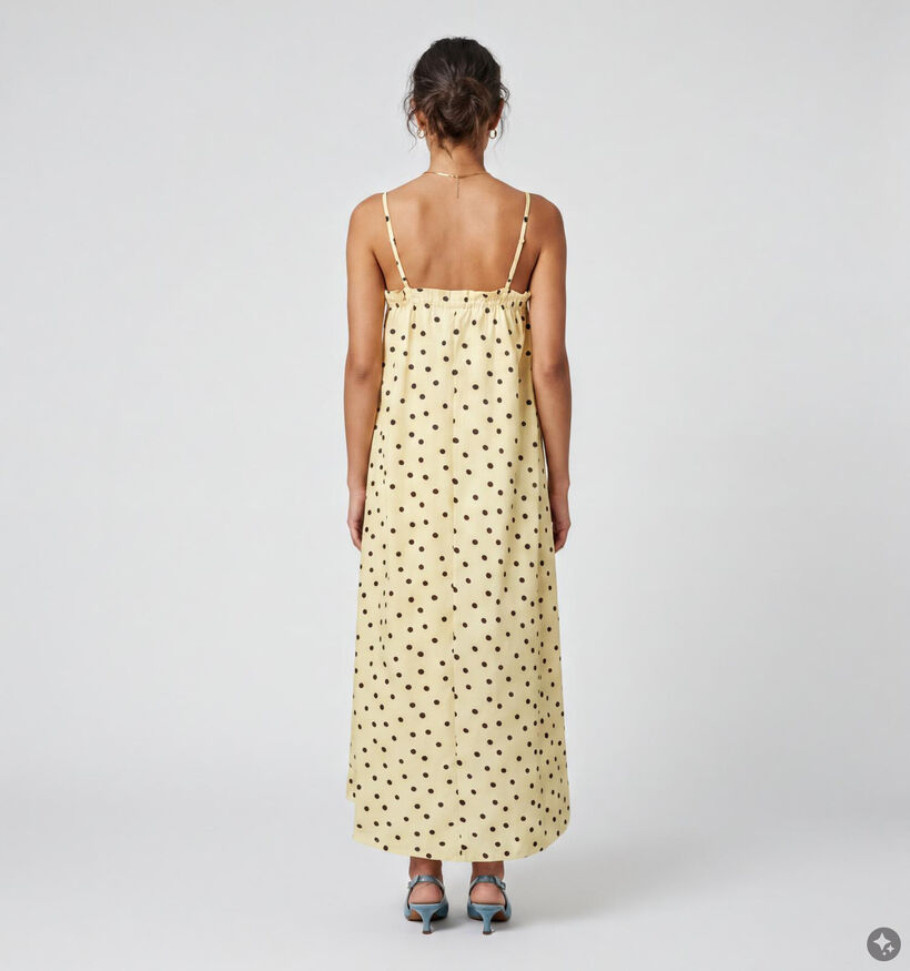 Pieces Parker Robe mi-longue &agrave; pois en Jaune pour femmes (374927)