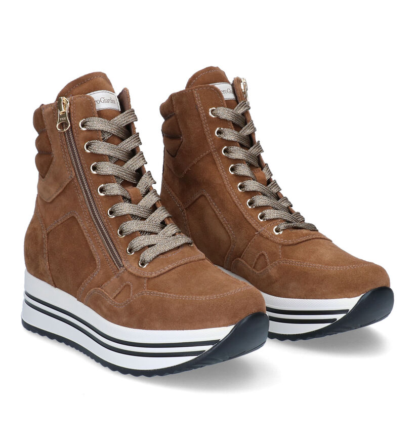 NeroGiardini Cognac Sneakers voor dames (300052) - geschikt voor steunzolen