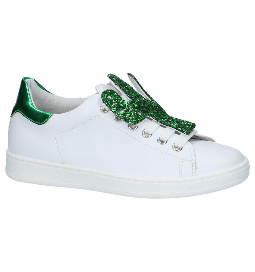 Witte Lage Geklede Sneakers Milo & Mila Zip Cactus in kunstleer (232641)