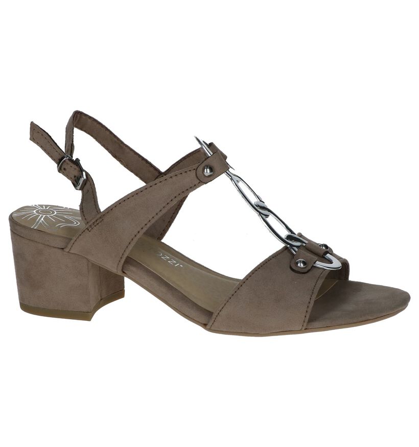 Taupe Sandalen Marco Tozzi in stof (243022)