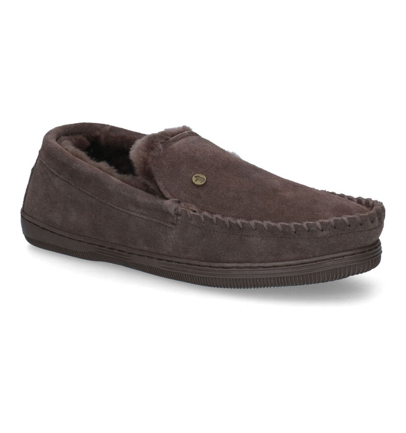 Warmbat Grizzly Pantoufles en Cognac pour hommes (314422)