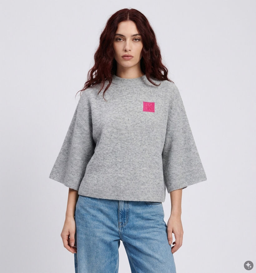 Pieces Niko Love Lichtgrijze Trui met Patch voor dames (378377)