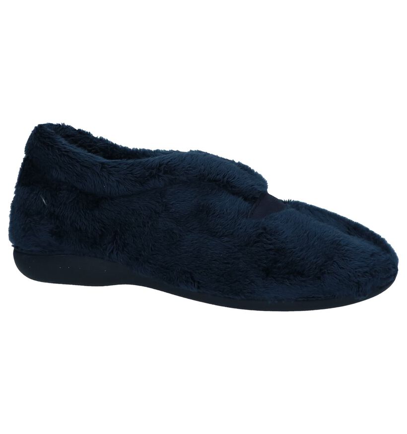 Donker Blauwe Pantoffels Via Limone in faux fur (223824)