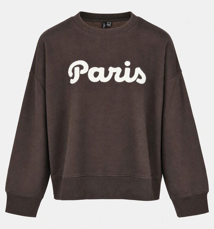 Vero Moda Curve Caisa Sweatshirt Paris en Brun fonc&eacute; pour femmes (382209)