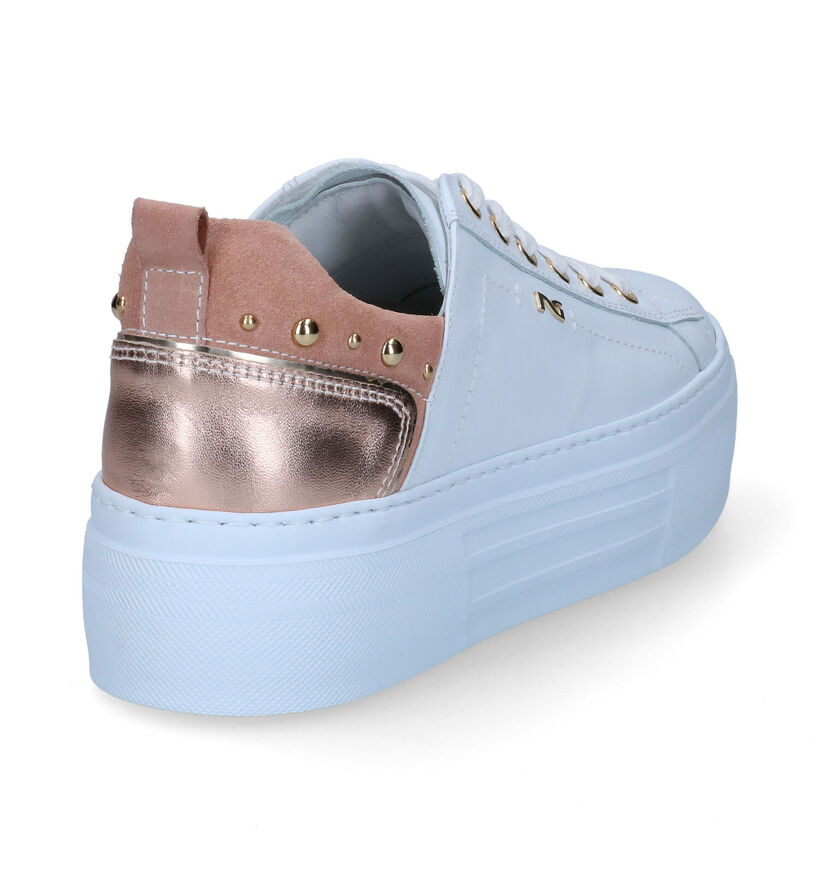 NeroGiardini Witte Veterschoenen in leer (307506)