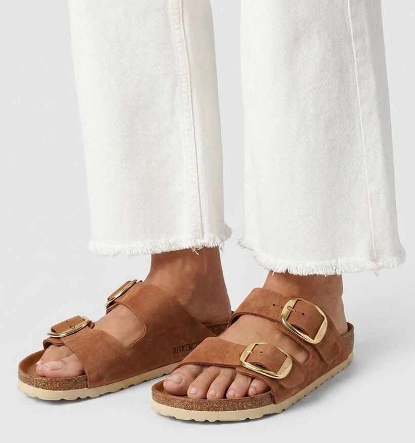 Birkenstock Arizona Big Buckle Leather Nu-pieds en Camel pour femmes (369563)