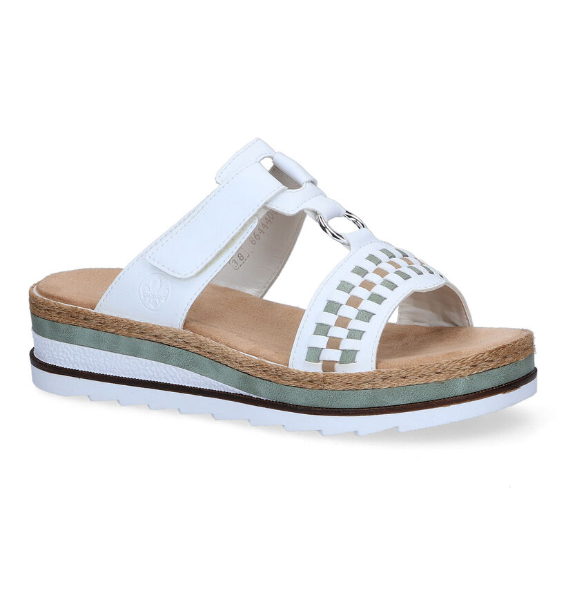 Rieker Nu-pieds compens&eacute;es en Blanc en simili cuir (307166)